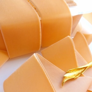 1.5&quot; wide Light Peach Swiss Velvet Vintage Ribbon by the yard 36mm Velvet Dress Ribbon Wholesale Trim #341 Made in Switzerland
