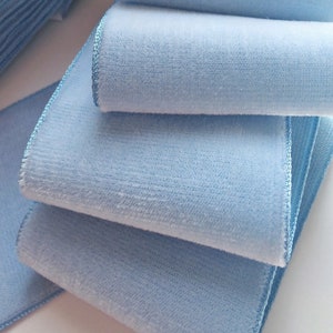 5/8” to 3” wide Baby Blue French Velvet Ribbon by the Yard Wholesale Vintage Velvet Jewelry Ribbon DIY Craft #175 Made in France