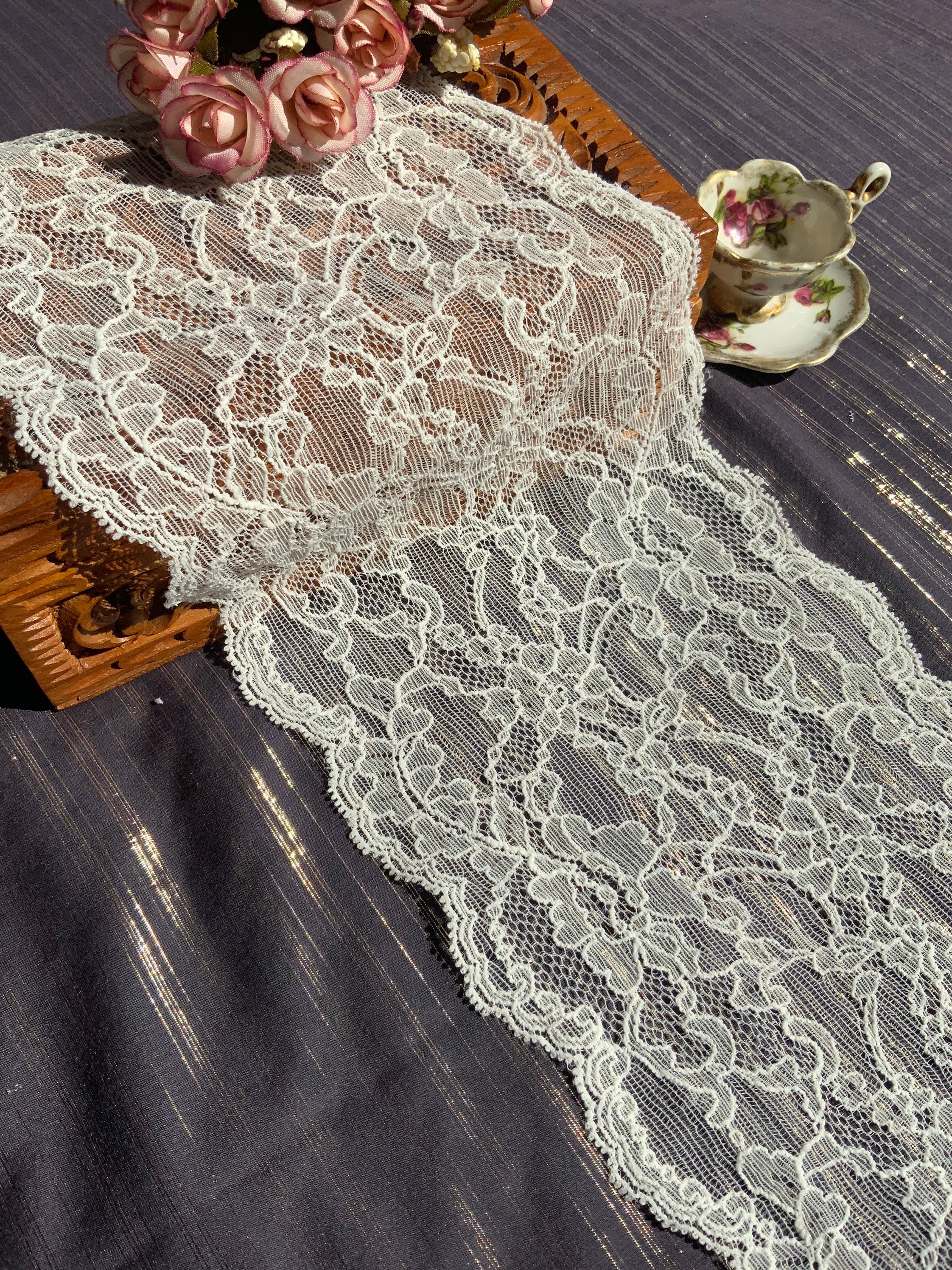 Buy 6-1/2 SUPER SOFT STRETCH Embroidered Galloon Lace