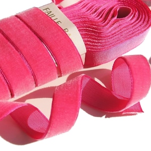 Vintage francés terciopelo cinta al por mayor 16mm rubí rosa terciopelo cinta cortada a tamaño joyería cinta artesanía adornos #66 hecho en Francia