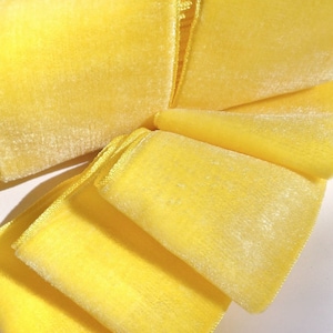 2&quot; Vintage French Velvet Ribbon Trim, Canary Yellow Velvet Ribbon by the yard, Vintage Velvet Dress Ribbon Wholesale #345 Made in France