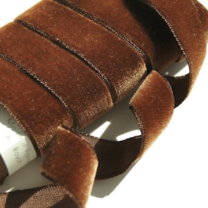 Cinta de terciopelo francés vintage al por mayor 16 mm cinta de terciopelo marrón antiguo cortada a tamaño joyería cinta adornos artesanales #83 hecho en Francia