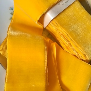 2” wide GOLDEN YELLOW French Velvet Ribbon Wholesale 8mm Vintage Velvet Jewelry Ribbon by the Yard DIY Craft #210 Made in France