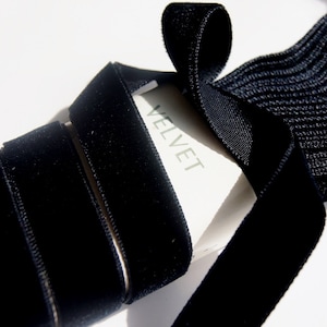 SALE Vintage FRENCH BLACK Velvet Ribbon Wholesale 22mm, 16mm, 10mm, 6mm Black Velvet Ribbon by the yard Jewelry Ribbon Craft Made in France