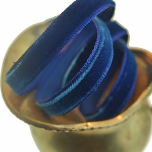 vintage Français Ruban de velours En gros 7mm Ruban de robe en velours bleu nuit par cour - Bijoux Ruban Artisanat #104 Fabriqué en France