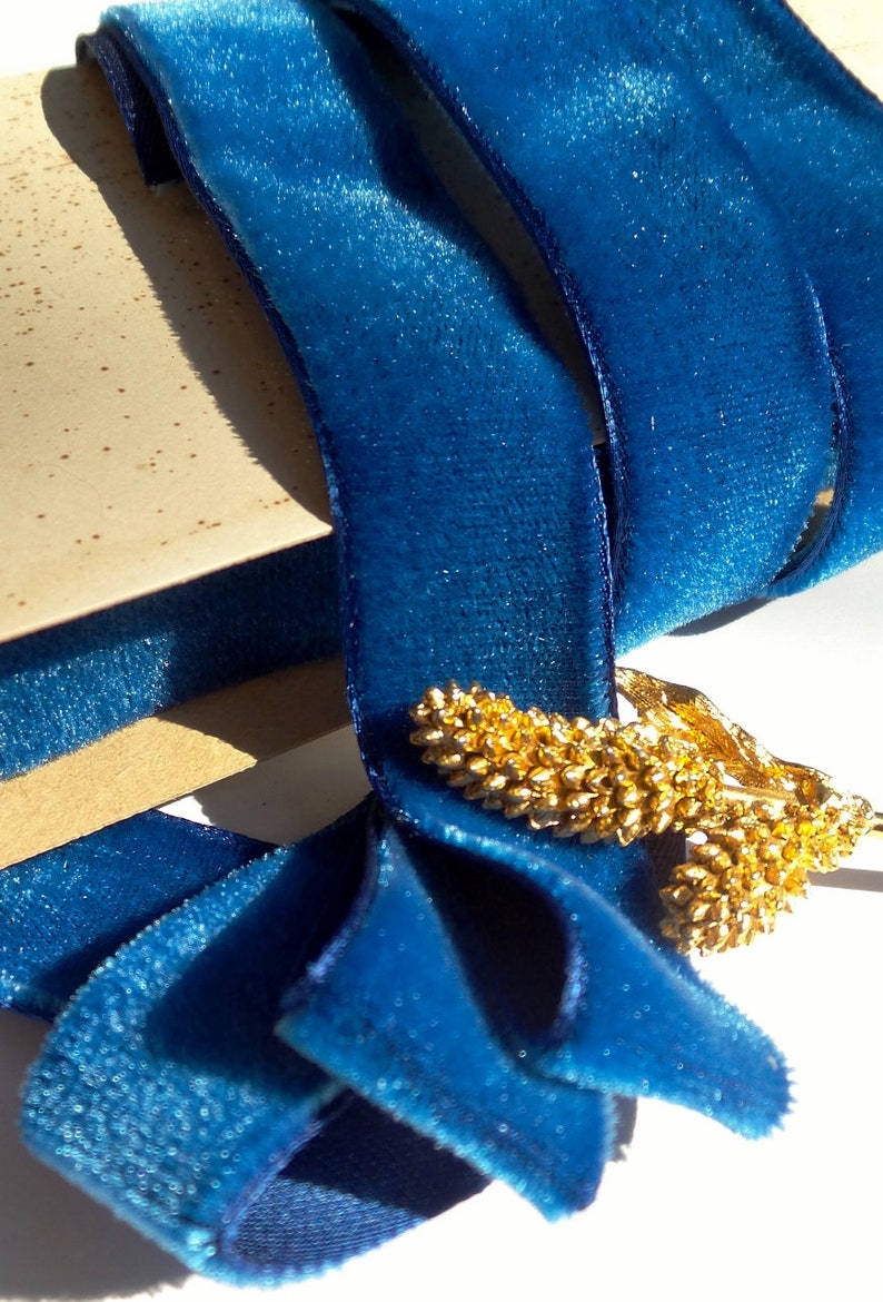 Ruban de velours français rayonne bleu azur vente en gros 1 ruban de bijoux en velours vintage 23mm bricolage artisanat 320 fabriqué en France image 1