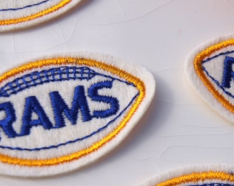 Haftowana aplikacja sportowa w stylu vintage, żółto-biało-niebieska, piłka nożna RAMS, lata 70., haftowane aplikacje, hurtowa sprzedaż #1219