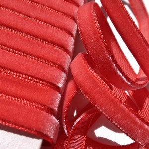 Firebrick Red French Velvet Ribbon by the Yard 1/4" wide Wholesale 7mm Vintage Velvet Jewelry Ribbon DIY Craft #174 Made in France