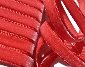 Ruban de velours Français rouge brique réfractaire par cour 1/4" de large Vente en gros 7mm vintage Velvet Jewelry Ribbon DIY Craft #174 Made in France