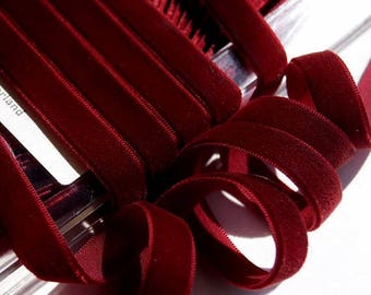 SWISS RED WINE Velvet Ribbon Wholesale 9mm Vintage Velvet Dress Ribbon Trim by the yard - Jewelry Ribbon Craft #55 Made in Switzerland