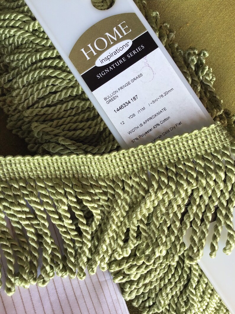 Wrights Cotton Blend 3 Grass GREEN BULLION FRINGE Trim By The Yard 