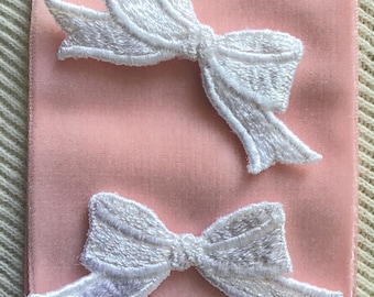 VINTAGE Embroidered PINK Bow Decorative Patch Applique, Cute Embroidery Bow Wholesale Appliques Decorative Patches #5124