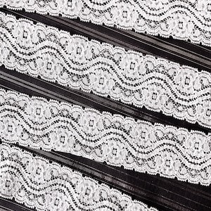 Ultra Soft STRETCH LACE Trim 1.75” wide Ecru Off-White Scalloped Floral Embroidered Vintage Stretch Lace #754