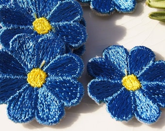 Vintage Iron On Flower Applique Patch, Yellow Blue Flower Embroidery Applique, Wholesale Applique Embroidered Flower Patches #1338