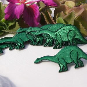 Vintage Iron On Dinosaur Applique, Green Dinosaur Embroidery Applique, Vintage Embroidered Iron On Applique Animals 5078 image 3