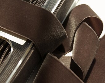 Vintage Swiss Velvet Ribbon Wholesale 36mm Taupe Brown Nylon Velvet Dress Ribbon by the yard - Jewelry Ribbon Craft #12 Made in Switzerland