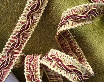 CONSO NATURAL Burgundy BRAIDED Decorative Trim by the Yard / Wholesale Upholstery Braided Trim for Home Decor &  Embellishments T28