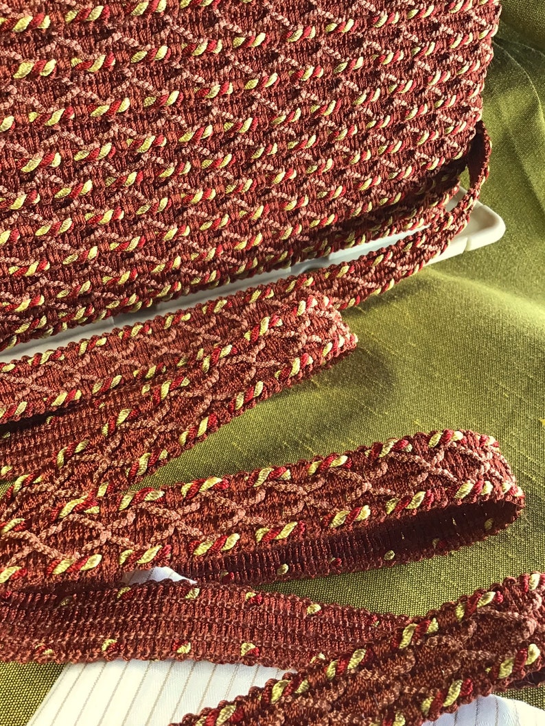 CONSO BRAIDED Decorative Trim by the Yard / Red Gold Burgundy Etsy