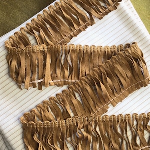 COWBOY SUEDE FRINGE by the yard / 2&quot; Micro Suede Faux Leather Fringe Wholesale Trim for Jackets, Costumes, Jewelry, Cushions & Embellishment