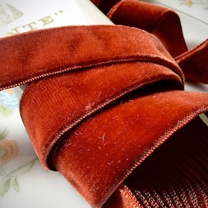 RUSTIC Vintage French Velvet Ribbon Wholesale 7/8&quot; 22mm Vintage Velvet Ribbon by the yard | Jewelry Ribbon DIY Craft #201 Made in France