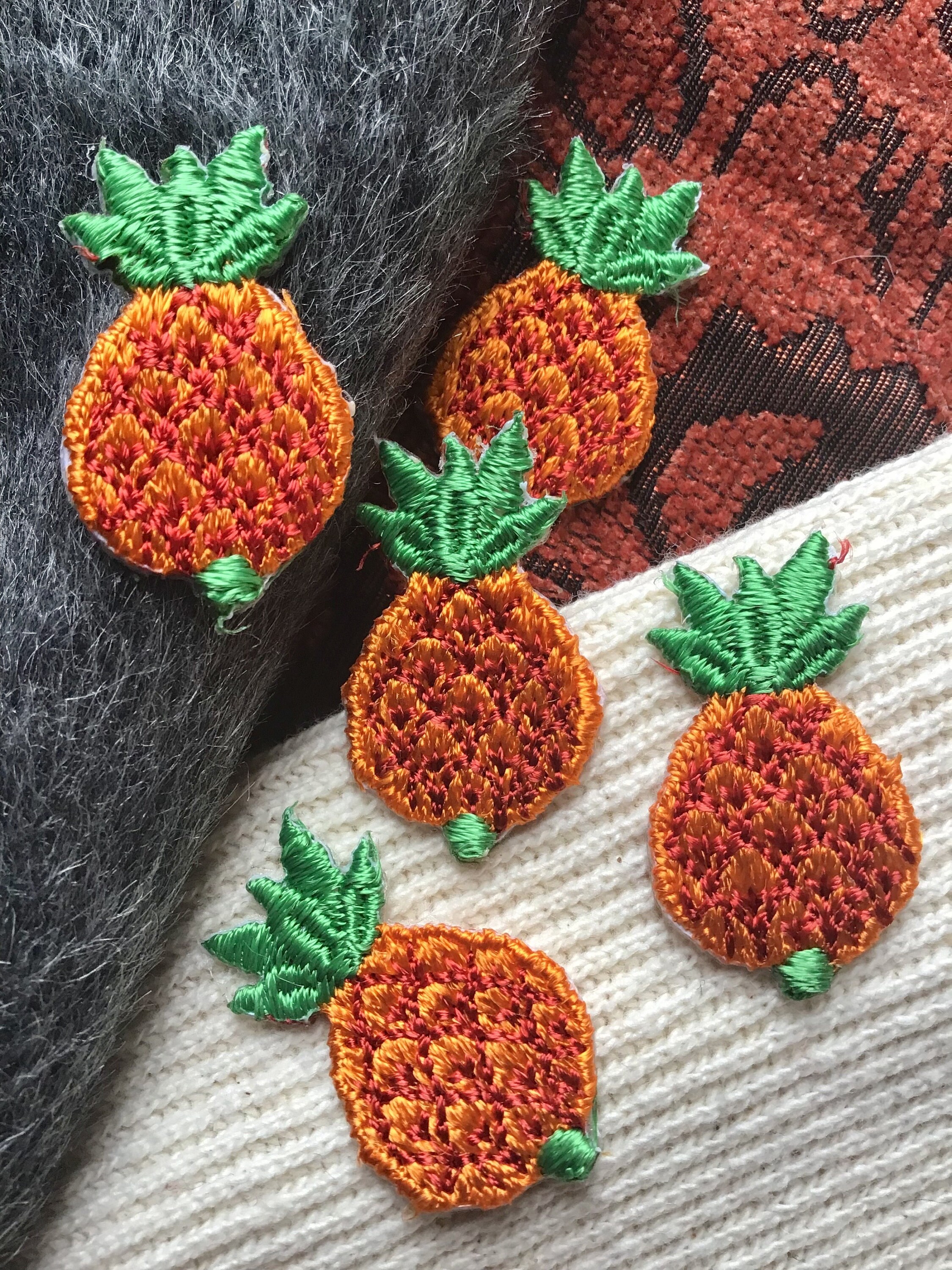PINEAPPLE Iron On Applique Patches Vintage Embroidered for Embellishments Crafts Sewing DIY Fruit Patch Embroidery #5130