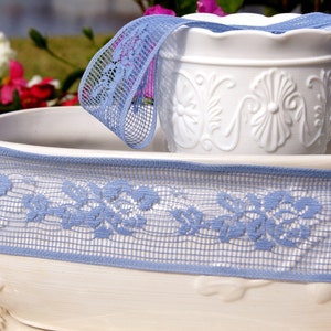 2-1/4" Vintage Floral Lace Trim - Blue Lace Trim by the Yard - Vintage Sewing Lace Trims Wholesale #121