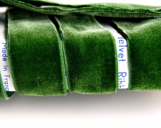 1 Velvet Ribbon by the Yard Hunter Green Vintage French Etsy