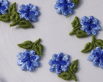 1960s Vintage Flower Applique, Blue Flower Embroidery Applique, Vintage Embroidered Applique Flower #1211
