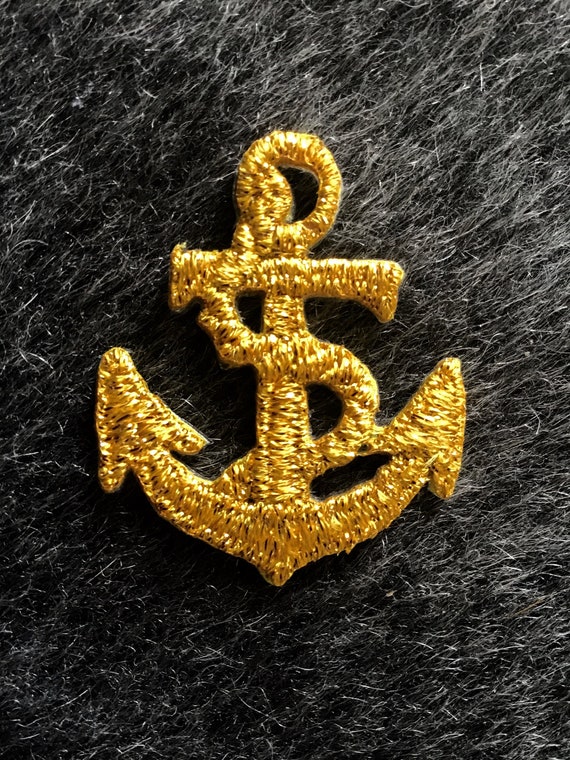 Navy Blue Anchor//Gold Rope Nautical Iron on Applique//Embroidered Patch