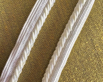 1/2" IVORY WHITE BRAIDED Lid Cord Trim by the Yard + Discounts by Roll Wholesale Ivory White Cotton Rayon Beadette Trim for Apparel, Home