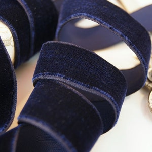 Ruban de velours vintage par cour 22mm Marine vintage Français Ruban de velours - Ruban de robe Ruban bandeau #154 Fabriqué en France