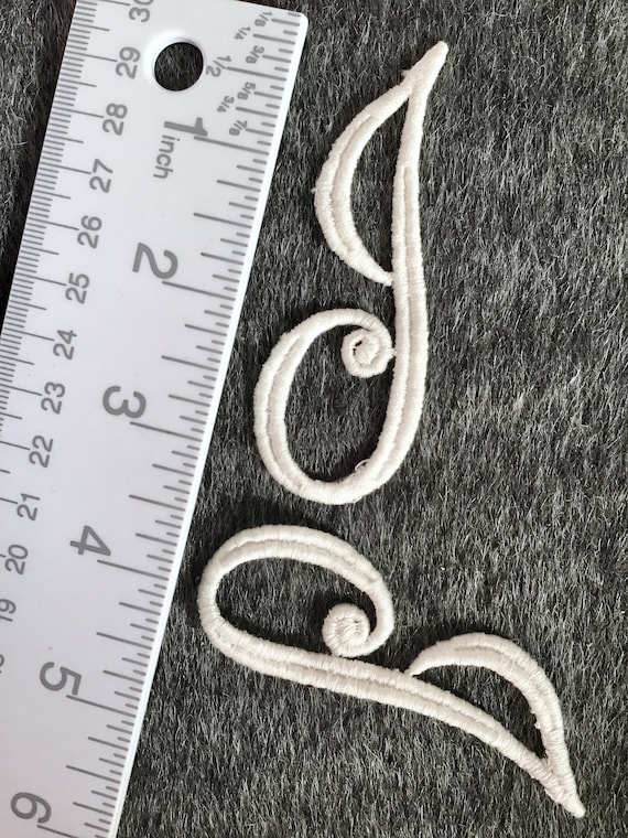 1 7/8" - Iron On Embroidered Applique Patch WHITE BLOCK LETTER "J" LETTERS 1 7/8" - Iron On Embroidered Applique Patch WHITE BLOCK LETTER "J" LETTERS