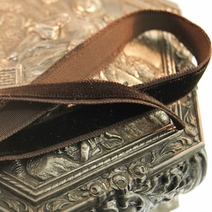 Cinta de terciopelo francés vintage al por mayor 9 mm cinta de terciopelo marrón oscuro cortada a medida - Adornos artesanales de cinta de joyería #100 Hecho en Francia