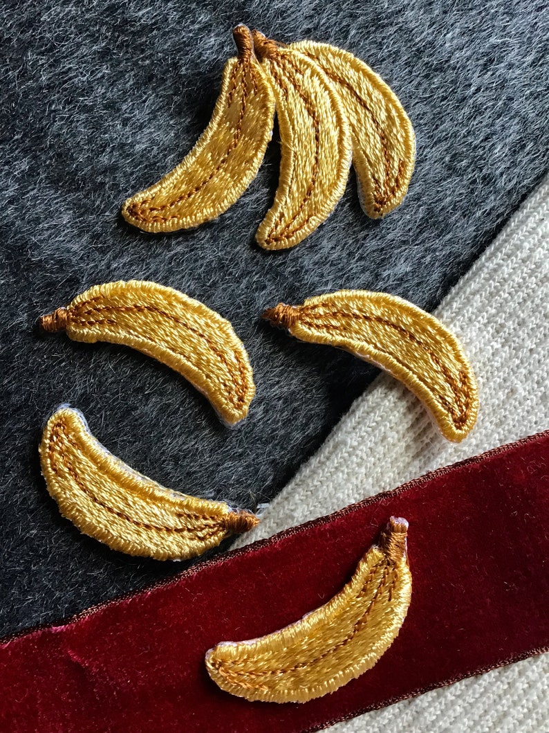 Banana Iron On Applique Patches Vintage Embroidered for Embellishments Crafts Sewing DIY Fruit Patch Embroidery 5020 image 2