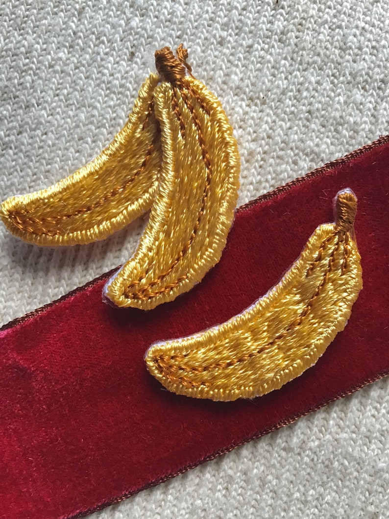 Banana Iron On Applique Patches Vintage Embroidered for Embellishments Crafts Sewing DIY Fruit Patch Embroidery 5020 image 1