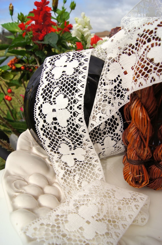2 wide Shamrock Vintage Ivory Lace Trim Ivory Lace Trim by the Yard Vintage Sewing Lace Trims Wholesale 62