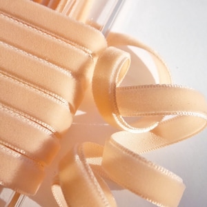 1/4&quot; wide Swiss Velvet Ribbon Light Peach Vintage Velvet Ribbon by the yard Velvet Dress Ribbon Wholesale Trim #326 Made in Switzerland