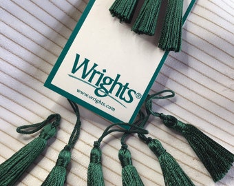 3pcs Wrights 1-1/4" HUNTER GREEN TASSEL Creative Classics Borlas pequeñas para artesanía, decoración, pantalla de lámpara, cojín, pendientes de borla #T24