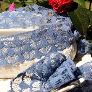 2-1/4" wide Raindrops Vintage Lace Trim - Stone Blue Vintage Lace Trim by the Yard - Vintage Sewing Lace Trims Wholesale #91