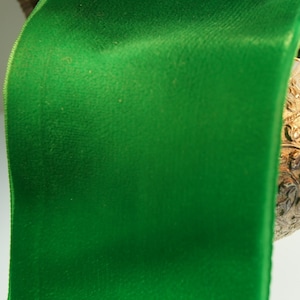 72mm Wide Swiss Velvet Ribbon Trim, Green Velvet Ribbon by the yard, Vintage Velvet Dress Ribbon Wholesale #53 Made in Switzerland