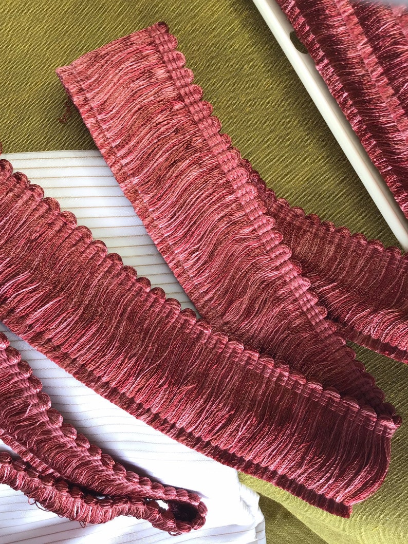 CONSO Mauve Burgundy BRUSH FRINGE Trim by the Yard Discount Etsy