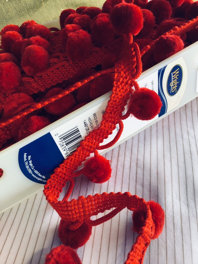 Wrights RED Pom Pom FRINGE TRIM by the Yard / Wholesale Roll Etsy