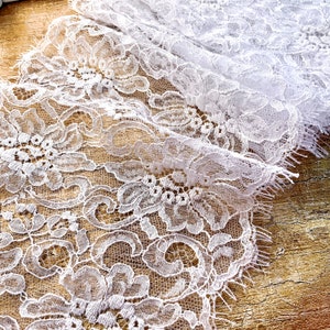 8” de largura SOFT White Leavers RENDA GALÃO Vintage Algodão Rayon Renda Bordada Floral para Casamento, Vestido, Lenço, Lingerie Renda Delicada 1125