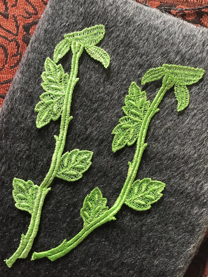 Embroidery vintage fern green sewon embroidered leaf patch  etsy