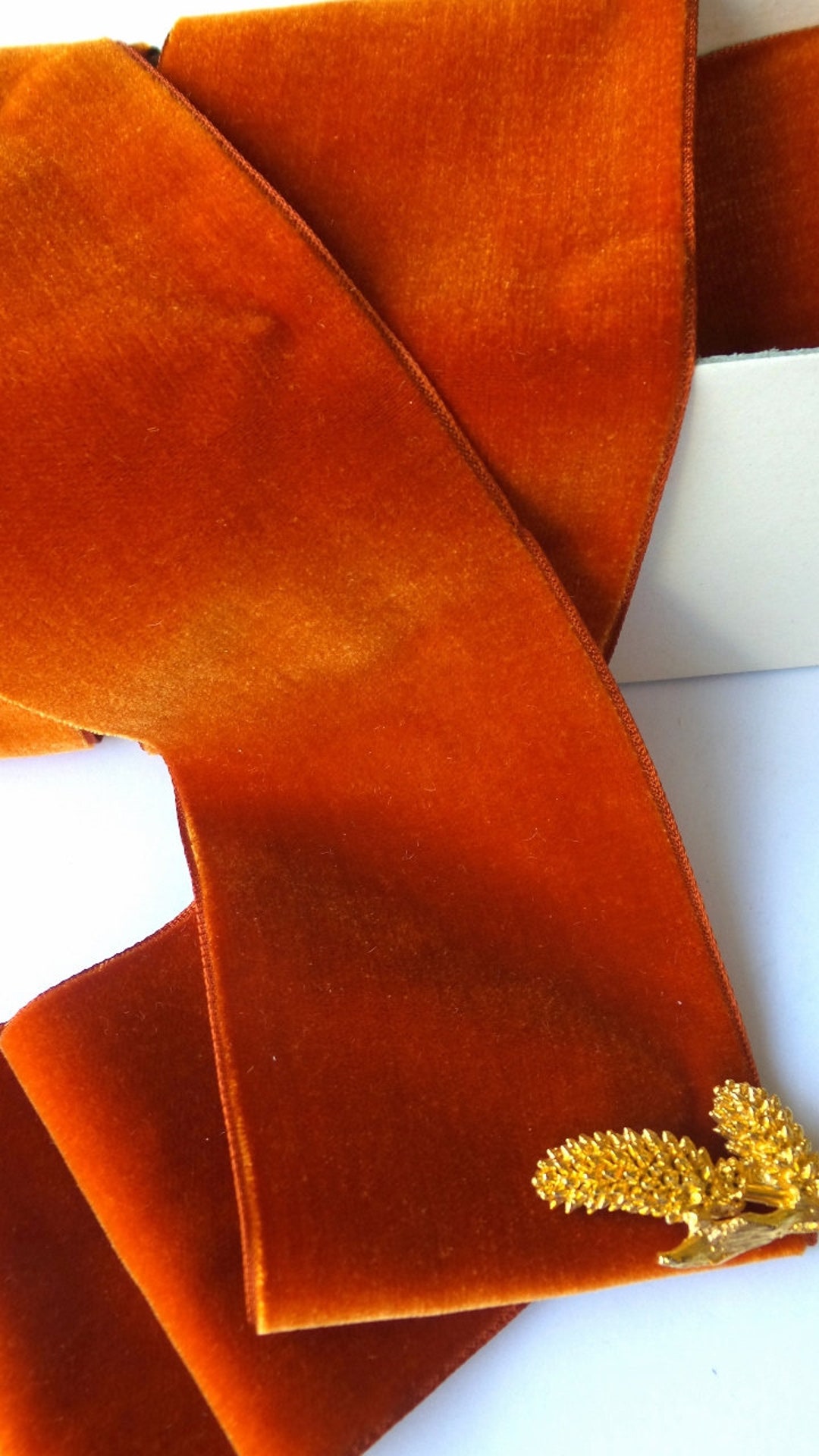Vintage French Velvet Ribbon Trim 72mm Wide Sinopia Velvet Ribbon