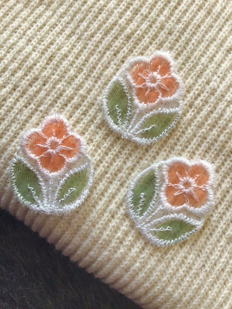 Sheer Embroidered Organza Flower Applique Peach White Flower - Etsy
