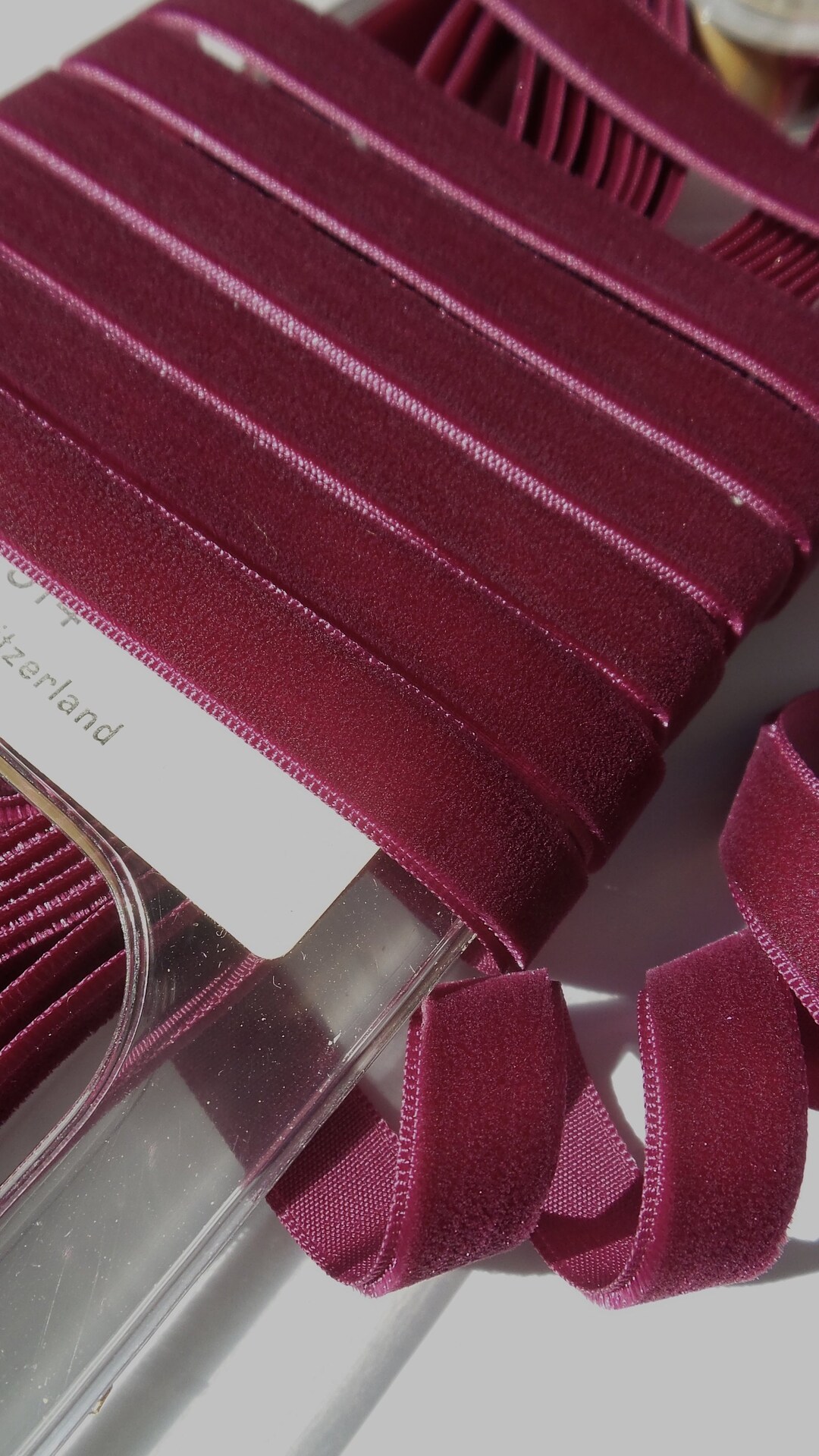 SWISS VELVET RIBBON Tyrian Purple 3/8 Wide Vintage Velvet Ribbon by the