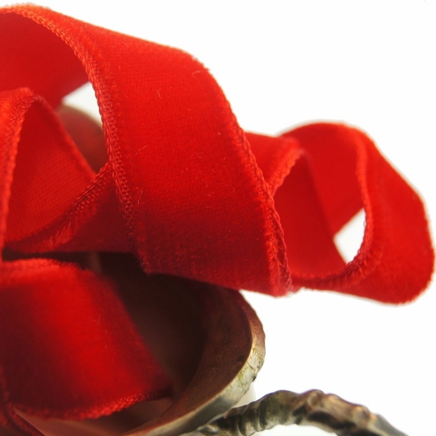Red Velvet Ribbon 1/8 3.175mm Wide BY THE YARD 