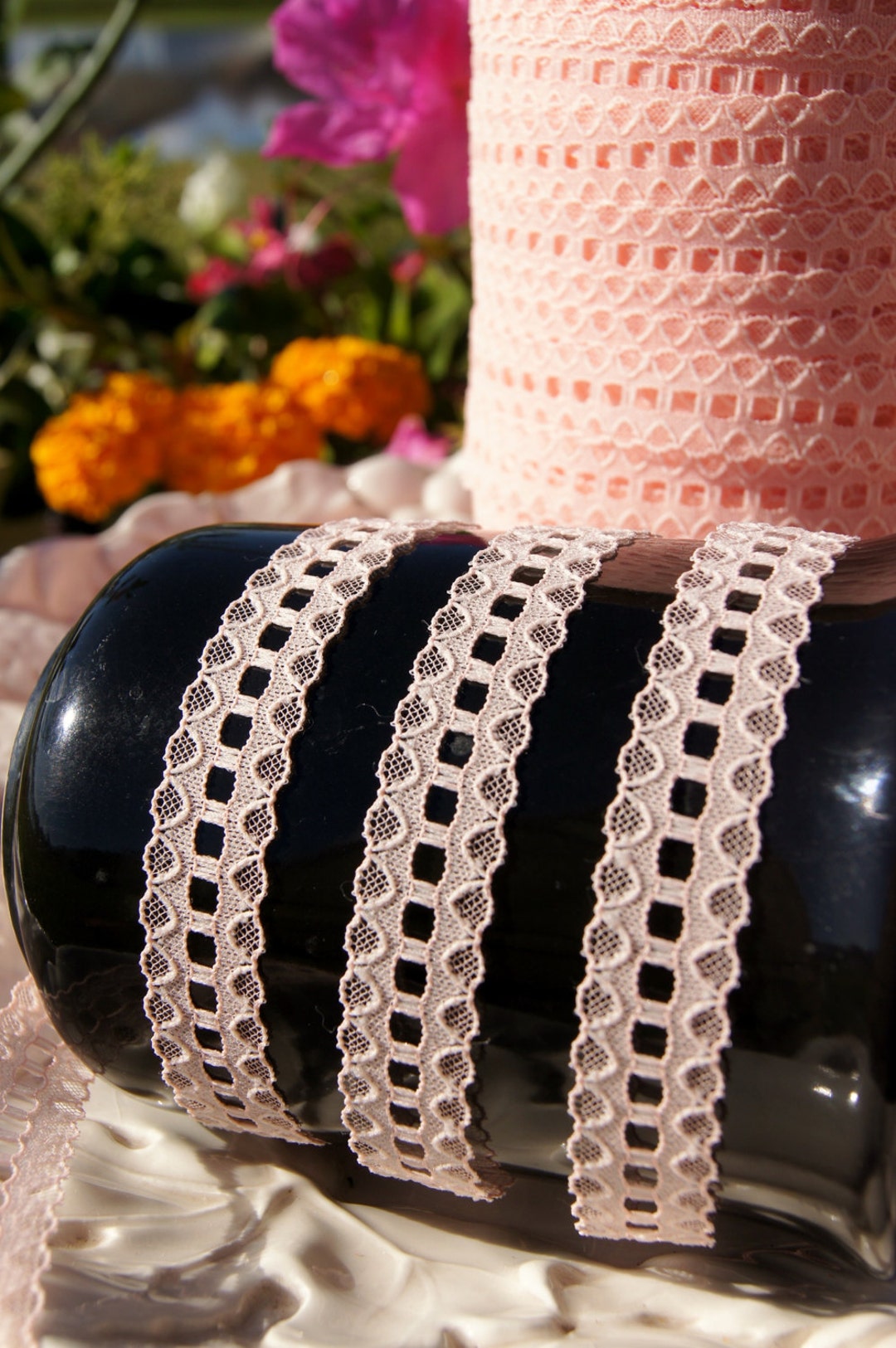 5/8 Vintage Beading Peach Lace Trim Lace Trim by the Yard Vintage Sewing Lace Trims Wholesale