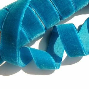 Vintage francés terciopelo cinta al por mayor 16mm Bermuda azul terciopelo cinta cortada a tamaño joyería cinta artesanía adornos #23 hecho en Francia